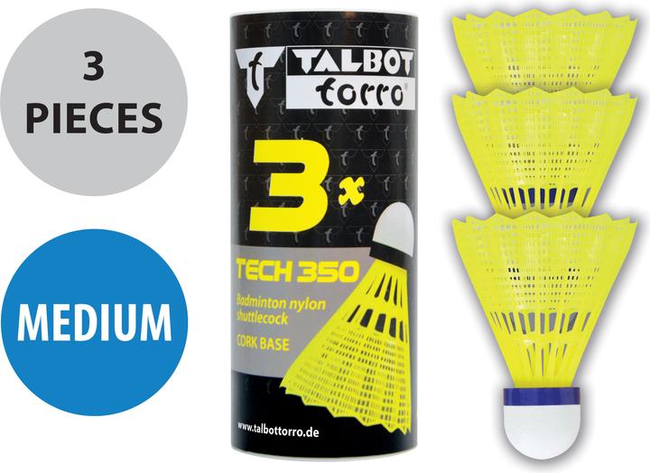 Image du produit Talbot Torro Badminton Tech 350, medium, jaune/bleu volant à plumes en nylon durable pour les loisirs et