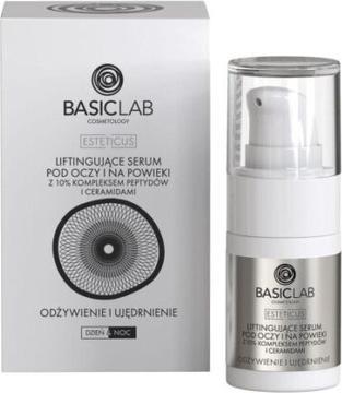 BasicLab BASICLAB Esteticus liftingujące serum pod oczy i na powieki 10% Kompleks Peptydów i Ceramidów (Serum)