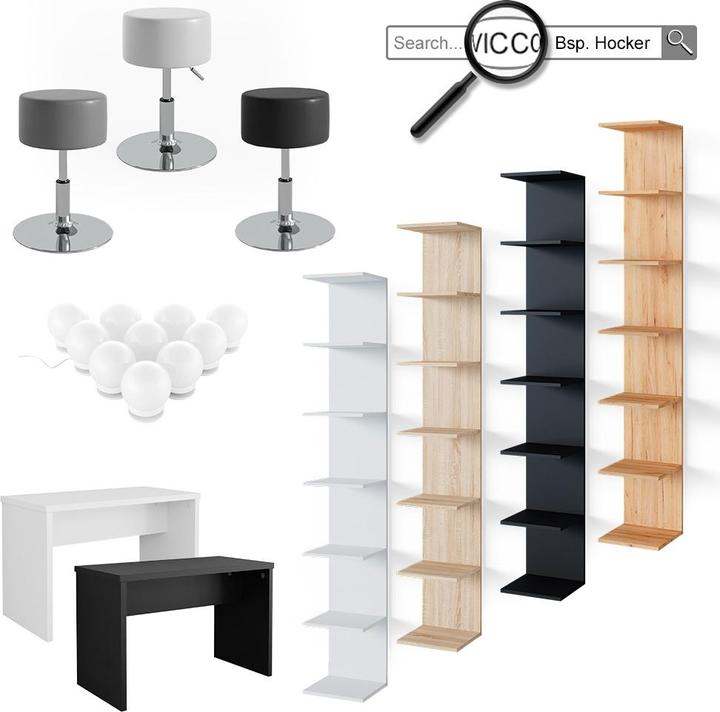 Produktbild Vicco Conrada mit Hocker und Beleuchtung (80 x 36 x 131.5 cm)