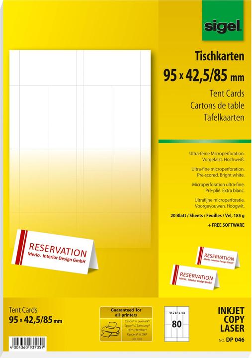 Carte di posto (A4, 185 g/m², 20 x)