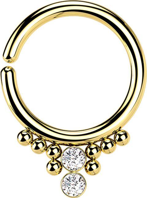 Immagine prodotto Star Piercing Anello Micro Piercing placcato oro otto sfere e due cristalli argento (Acciaio chirurgico 316L)