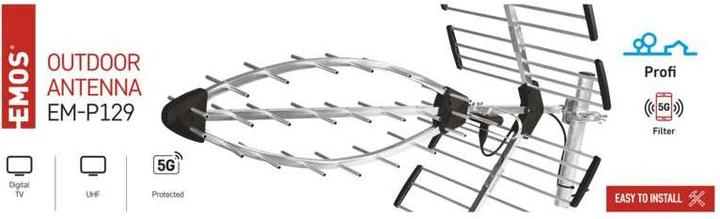 Productafbeelding Emos Buitenantenne EM-29U5G, PROFI, 0-200 km, DVB-T2, LTE/4G/5G filter (DVB-T / -T2)