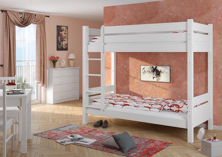 Produktbild Erst-Holz Erwachsenen-Etagenbett weiss 90x220 Hochbett teilbar Nische 100 2 Rollroste 60.16-09-220 W T100 (90 x 220 cm)