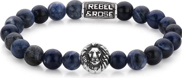 Actual product image Rebel & Rose Bracelet Midnight Blue Lion RR-8L030-S-L+ Mens (20 cm, Sodalite, Gemstone)