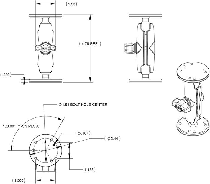 Produktbild Rammount RAM Doppel Gelenk-Arm