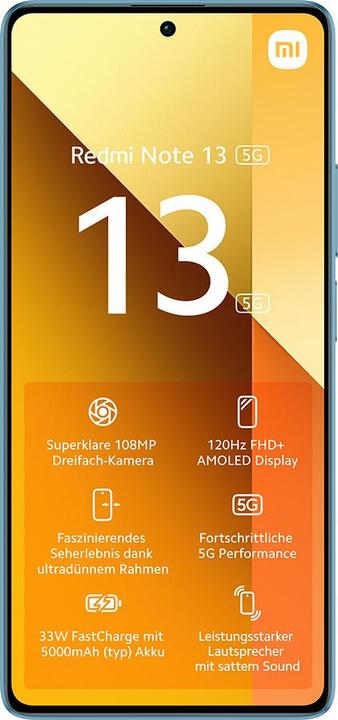 Immagine prodotto Xiaomi Redmi Note 13 5G (128 GB, Alzavola oceanica, 6.67", Doppia SIM Ibrida, 100 Mpx, 5G)
