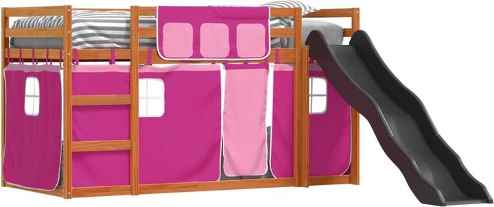 Actual product image VidaXL Bunk bed with slide and curtains pink (90 x 200 cm)