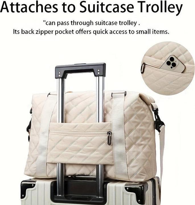 Immagine prodotto Only-Bags.Store Borsone da viaggio di grande capacità con motivo Argyle, tinta unita, Tote per il pernottamento con