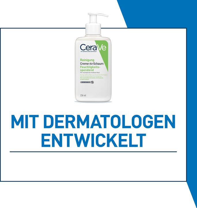 Produktbild CeraVe Creme-zu-Schaum Reinigung für normale bis trockene Haut (Waschcrème, Schaum, 236 ml)
