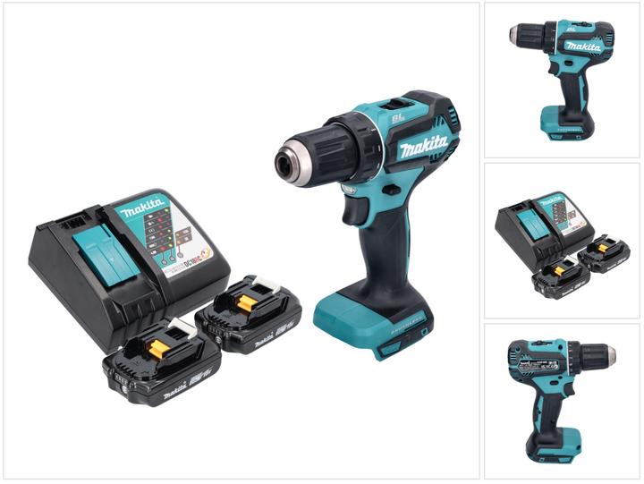 Actual product image Makita DDF 485 RA cordless drill driver 18 V 50 Nm Brushless + 2x battery 2.0 Ah + charger (Rechargeable battery operated)