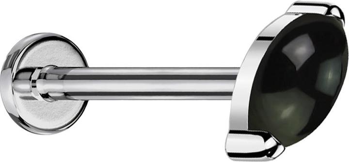 Star Piercing Micro Threadless Labret silber Ovaler schwarzer Onyx Stein (Titan G23, ohne Messing, Mineralisch)