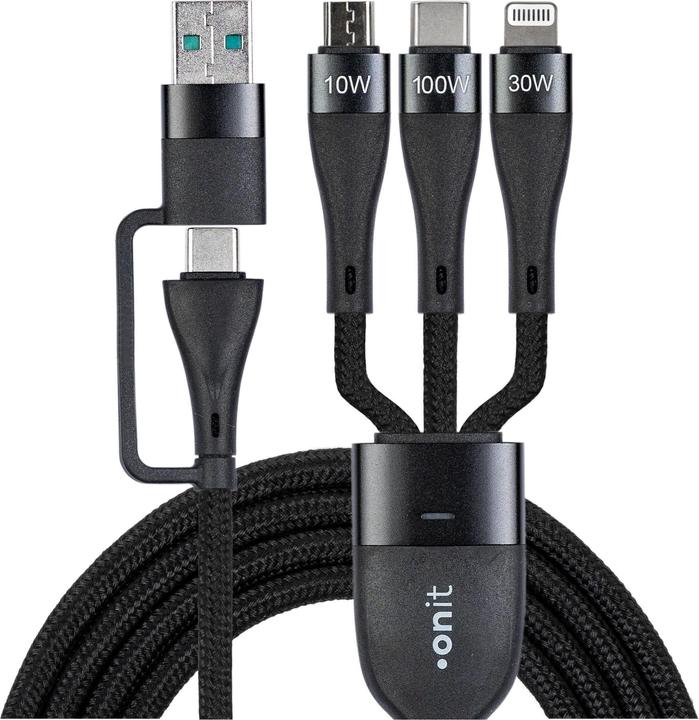 Actual product image Onit USB 2.0 cable USB A/USB C - Lightning/Micro-USB B/USB C (0.50 m, USB 2.0)