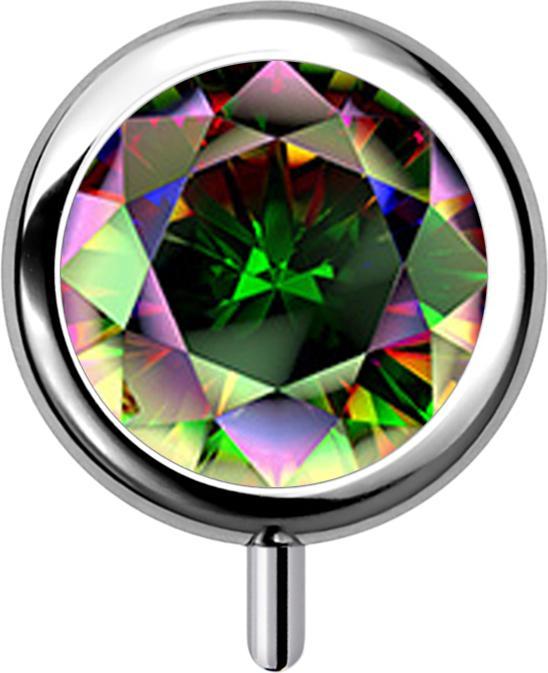 Produktbild Star Piercing Threadless Zylinder silber front Kristall dunkel multicolor (ohne Messing, Titan G23)