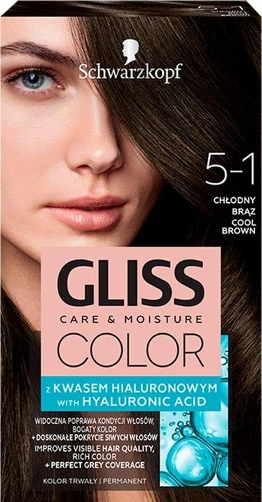 Actual product image Schwarzkopf Gliss Color Hair Dye 5-1 Cool Brown (5-1 Cool Brown)