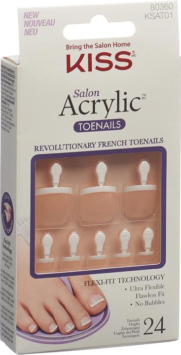 Actual product image KISS Salon Acrylic French Toenails - Limitless (Set, Artificial nails, Transparent, White)