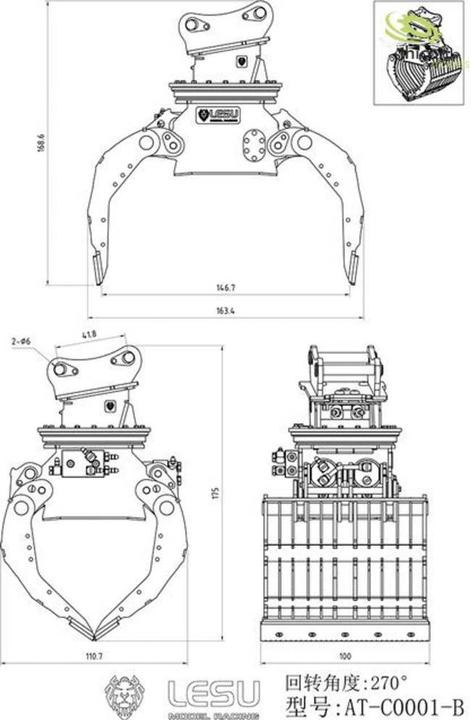 Actual product image Thicon Models Sorting gripper with V2A hydraulics for 36 tonnes