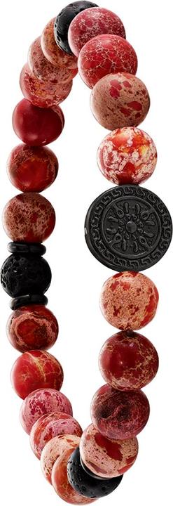 Actual product image Jourdan Black steel bracelet, red imperial jasper, lava stone (21 cm, Natural stones)