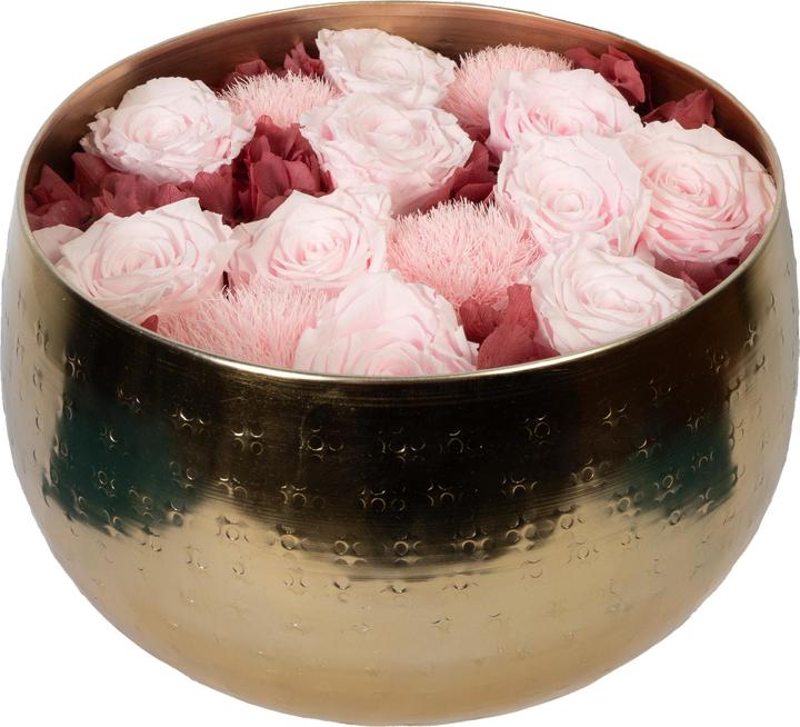 Immagine prodotto Migros Ostschweiz Rose premium (rose stabilizzate) in una ciotola dorata (Fiori dell'Infinito)
