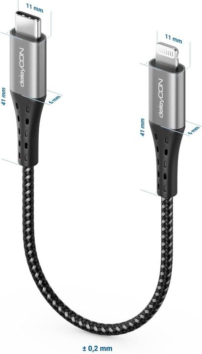 Immagine prodotto deleyCON Cavo USB 2.0 USB C - Lightning 0,15 m (0.15 m, USB 2.0)