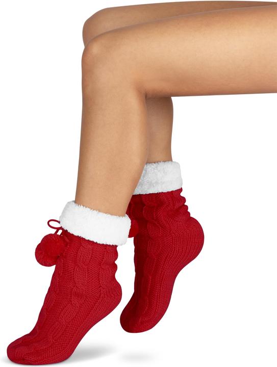 Actual product image Normani Knitted slippers with pom poms and ABS (Single pack, 36 - 40)
