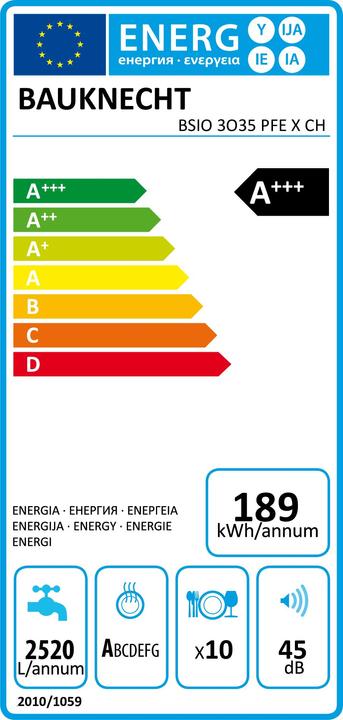 Energy Label Bauknecht BSIO 3O35 PFE X CH
