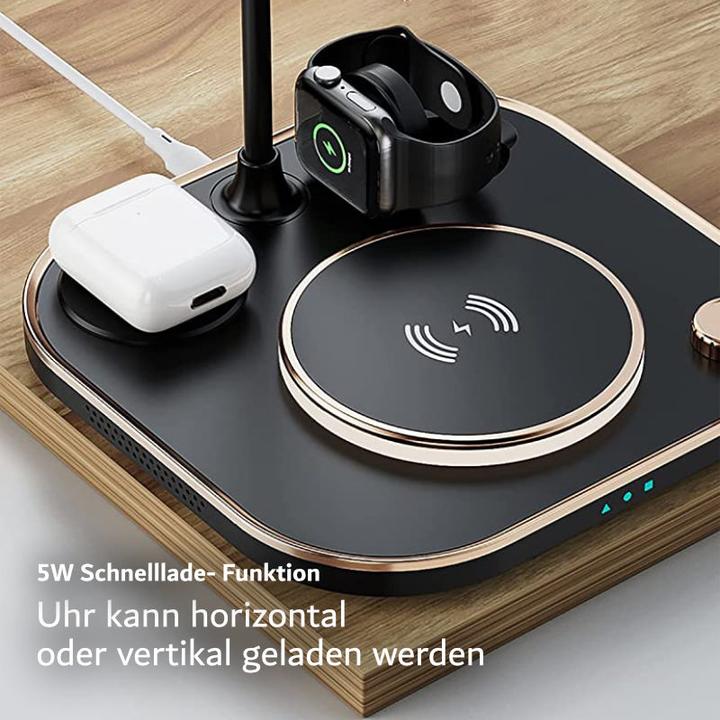 Produktbild Hermex 4-in-1 Tischlampe Schnelllader für Smartphone Smartwatch Kopfhörer (15 W)