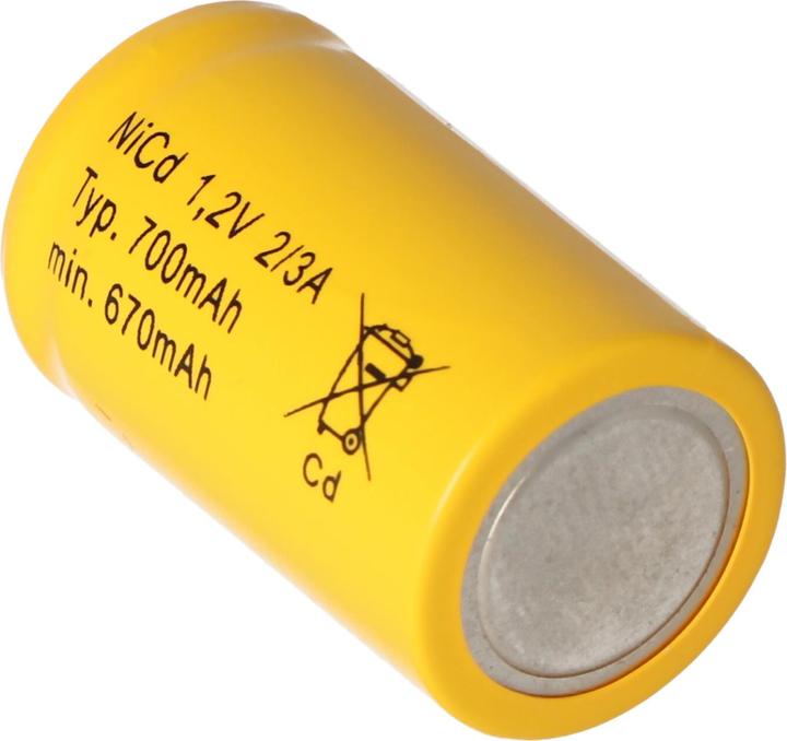 Produktbild Panasonic Akku KR-600AE 2/3 A Cadnica, Flat Top ohne Lötfahne (1 Stk., 700 mAh, Ladegerät ohne Akku)