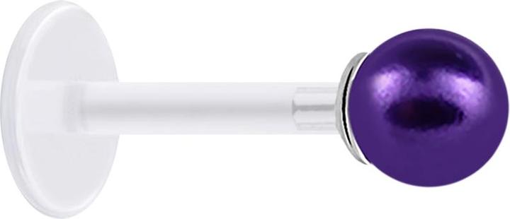 Image du produit Star Piercing Micro Labret transparent avec perle boule violette (Bioflex, sans laiton, Argent sterling 925)