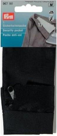 Image du produit Prym Pochette de sécurité avec fermeture éclair, noire 14 x 20 cm, carte