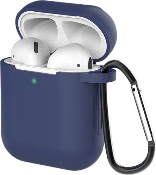 Productafbeelding Hurtel Hoesje voor AirPods 2 / AirPods 1 siliconen zacht hoesje voor hoofdtelefoon + sleutelhanger (Koptelefoon tas)