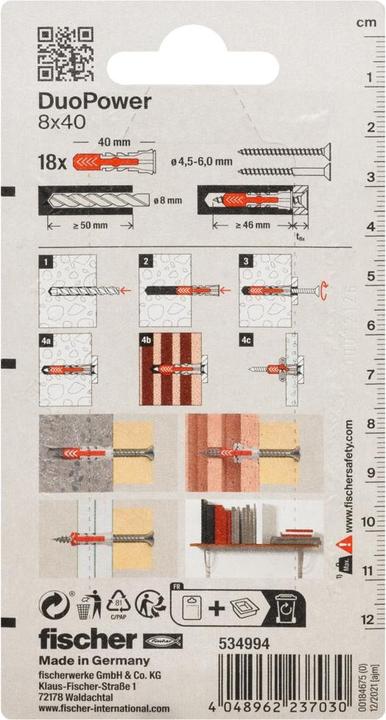 Actual product image Fischer SB Nylon Dowel Duopower (18 pcs.)