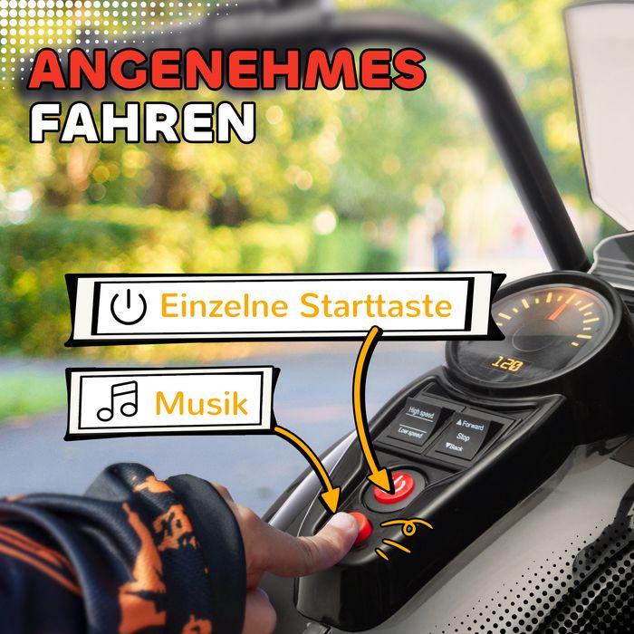 Actual product image Swisshandel24 Kinder Elektro-Motorrad 6V mit Musik 3-5 km/h 3-6 Jahre Kinder, bis 25kg, schwarz (6 V)