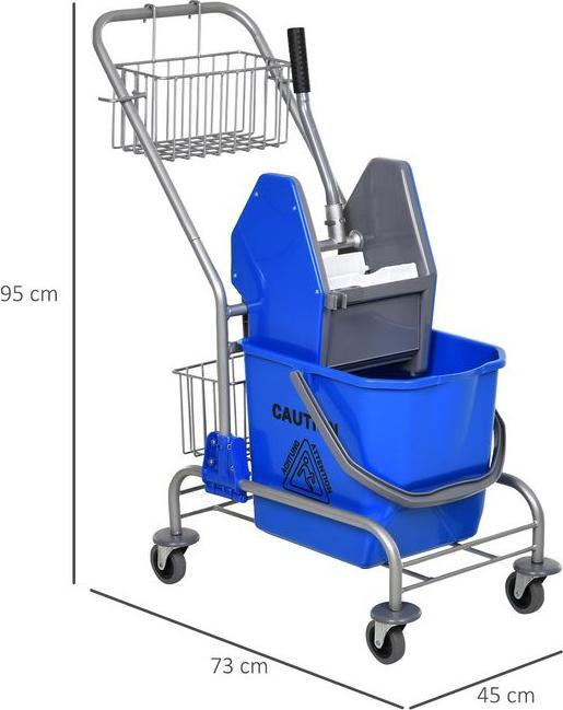 Produktbild Swisshandel24 Putzwagen Reinigungswagen 26 Liter Wischwagen mit Wringer Rollen Blau (1 Stk.)