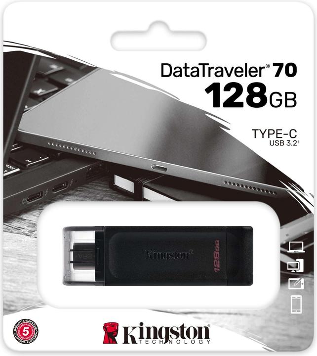 Actual product image Kingston DataTraveler 70 (128 GB, USB-C, USB 3.2)