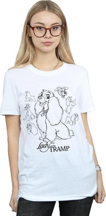Actual product image Disney Womens/Ladies Lady And The Tramp Collage Sketch Cotton Boyfriend T-Shirt (XL)