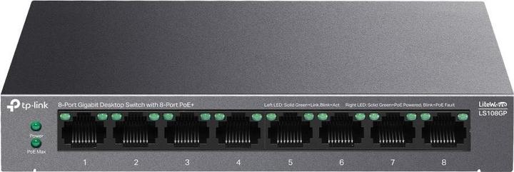 Produktbild TP-Link LS108GP 8-Port Gigabit Desktop Switch with 8-Port PoE+ (8 Ports)