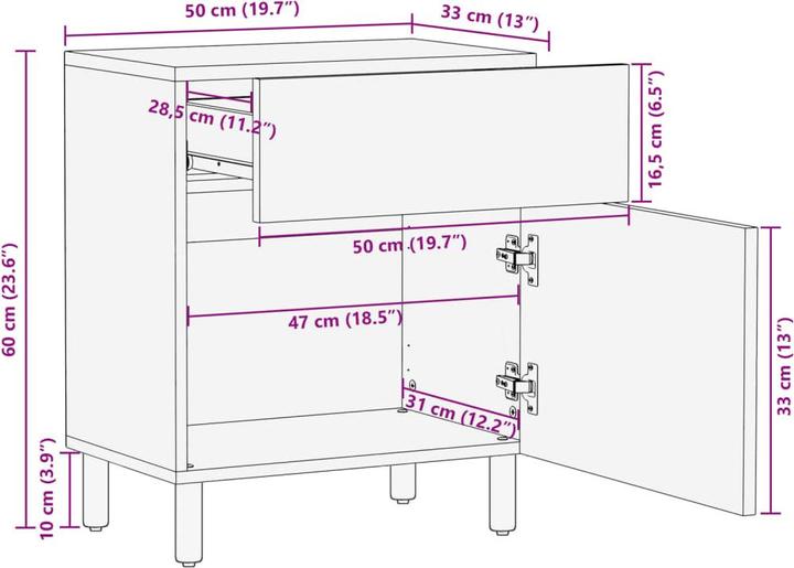 Produktbild VidaXL Nachttisch Nachtschrank Nachtkommode Nachtkonsole Schwarz Holzwerkstoff (50 x 33 x 60 cm)