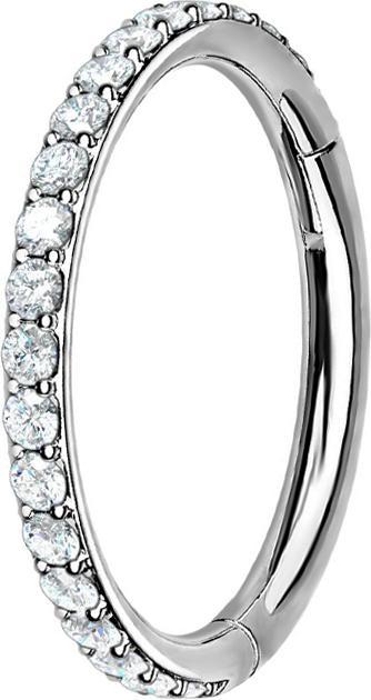 Star Piercing Segmentring klappbar silber seitlich Kristalle silber (ohne Messing, Titan G23)