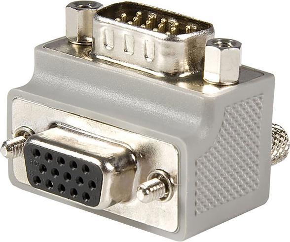 Actual product image StarTech com Right Angle VGA to VGA Cable Adapter Type 2 - M/F, DB15 M, DB15 FM, Grey (VGA, 12.50 cm)