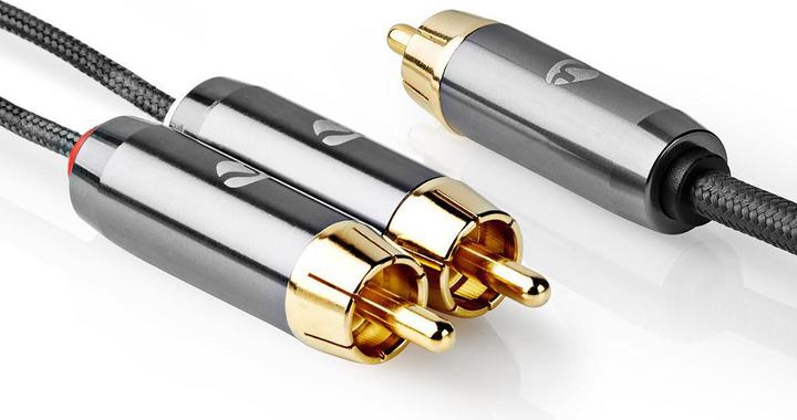 Immagine prodotto Nedis Cavo subwoofer | RCA | 2x Spina RCA | Placcato oro | 3,00 m | Rotondo | 4,5 mm | Grigio / Gun Metal (3 m)