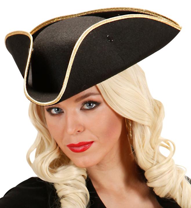 Produktbild Widmann Dreispitz Tricorn Schwarz mit Goldkante aus Filz (One Size)