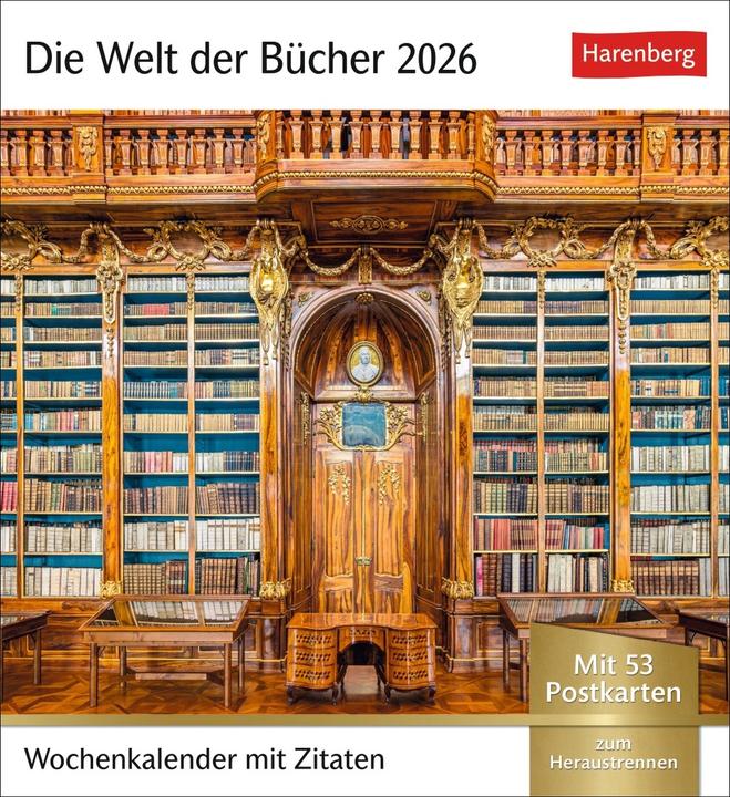 Produktbild Harenberg Die Welt der Bücher Postkartenkalender 2026 - Wochenkalender mit 53 Literaturpos (Deutsch)