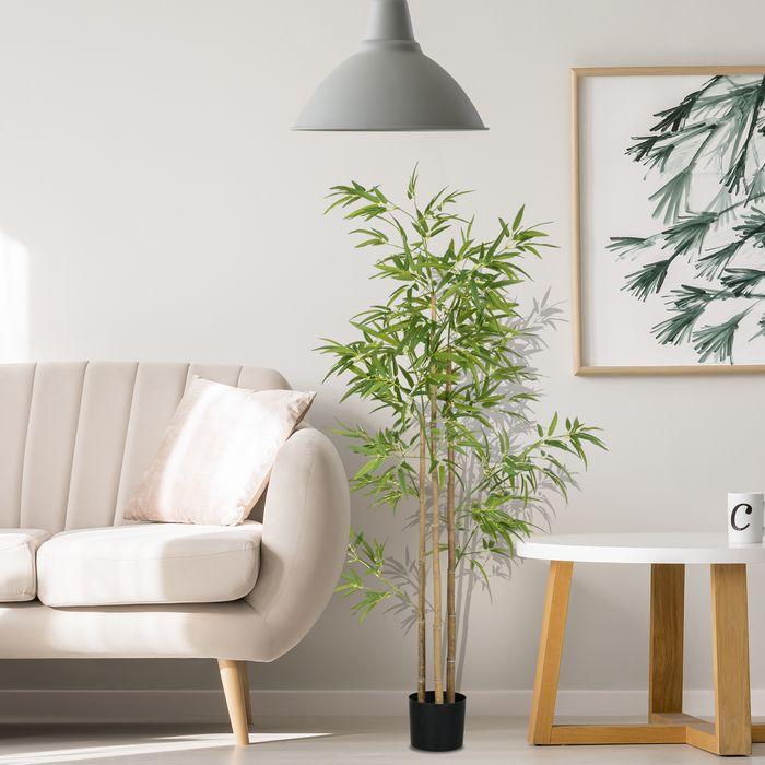 Immagine prodotto Swisshandel24 Künstliche Pflanzen, Kunst Bambus, 180 cm Kunstpflanze mit 830 Blätter Grün (180 cm)