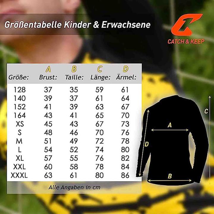 Actual product image Catch & Keep Jersey Protection Goalkeeper Jersey Size S Yellow-Black Football Goalkeeper Shirt Top (S)
