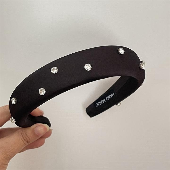 Actual product image Activity Board Elegant Rhinestone-Embellished Polyester Headband - Cute Solid Color Hairband for Dress Up, Single