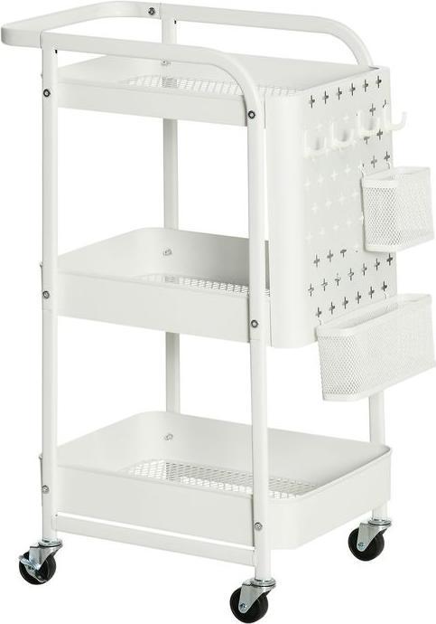 Immagine prodotto Swisshandel24 Carrello con cassetti e cestino Cucina Ufficio Scaffale da cucina a 3 livelli con rotelle Camera da