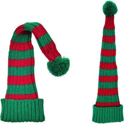 Produktbild Snazzy Santa Weihnachtsmütze gestrickt Rot, Grün gestreift von