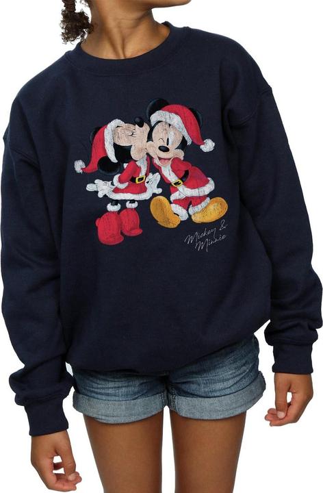 Actual product image Disney Girls Mickey And Minnie Christmas Kiss Sweatshirt (116)