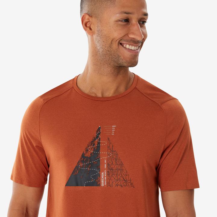Actual product image Quechua Men’s Short-Sleeved Hiking T-Shirt MH500 - Brown (XL)
