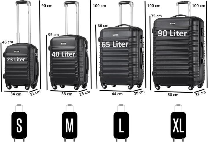 Actual product image Zelsius 4-tlg. Hartschalenkoffer Set (Hand luggage (up to 50 litres), M (50 - 90l), L (90 - 115l))